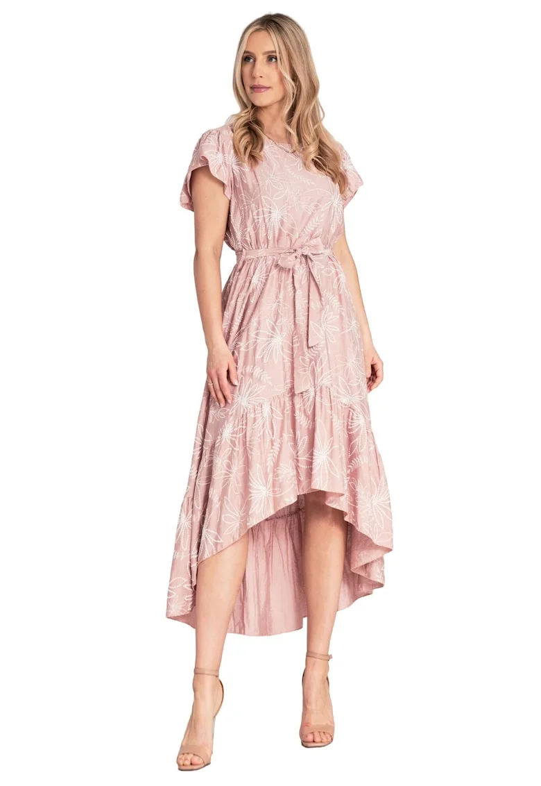 Rochie  M1179, floral, volane, material durabil, viscoza/nylon,