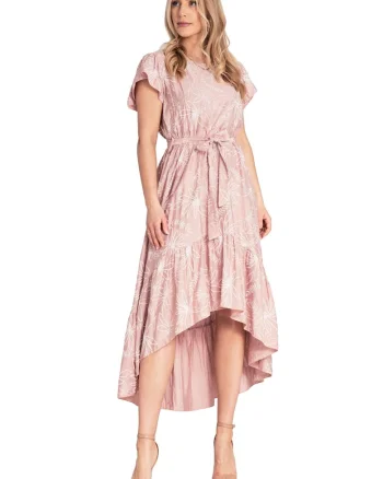 Rochie  M1179, floral, volane, material durabil, viscoza/nylon,