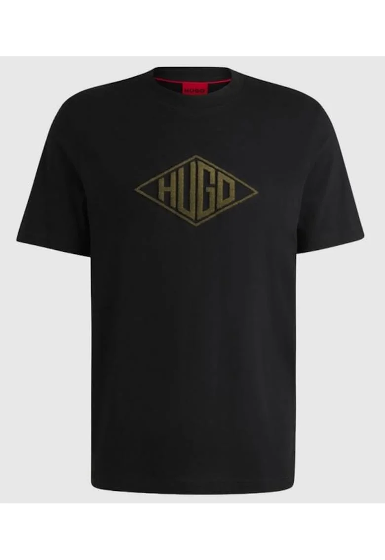 Tricou cu logo pe piept si decolteu la baza gatului