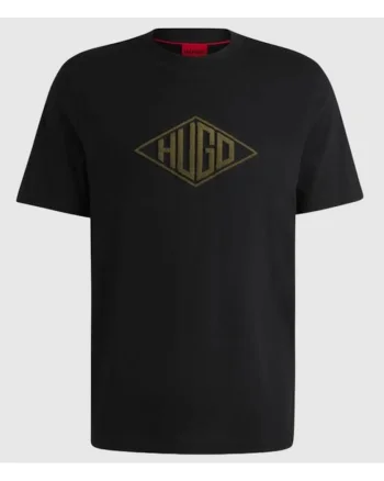 Tricou cu logo pe piept si decolteu la baza gatului