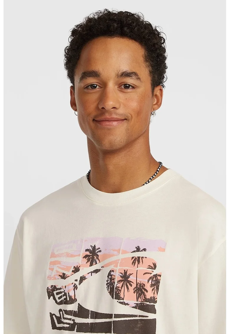 Tricou de bumbac cu imprimeu, Alb
