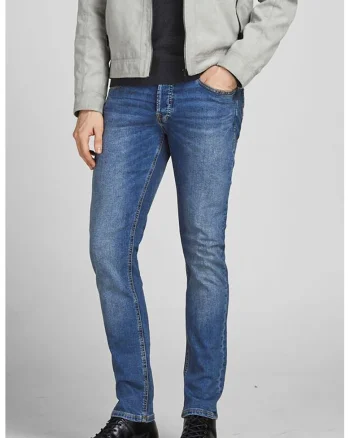 Blugi slim fit cu aspect decolorat Glenn, Albastru