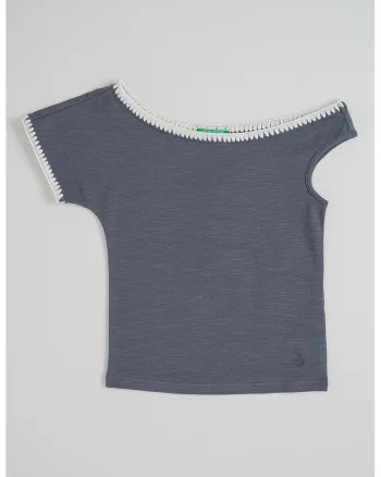 Tricou slim-fit cu decolteu rotund, Gri