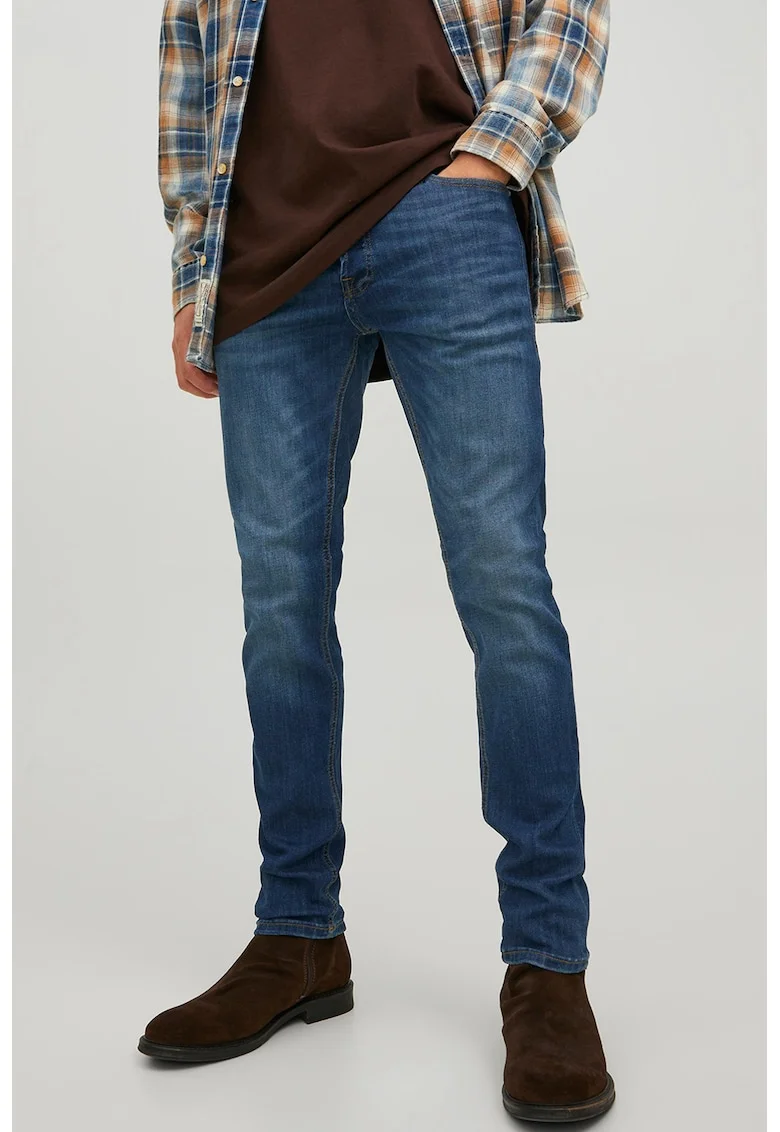 Blugi slim fit cu nasturi Glenn Original AM 117, Albastru inchis