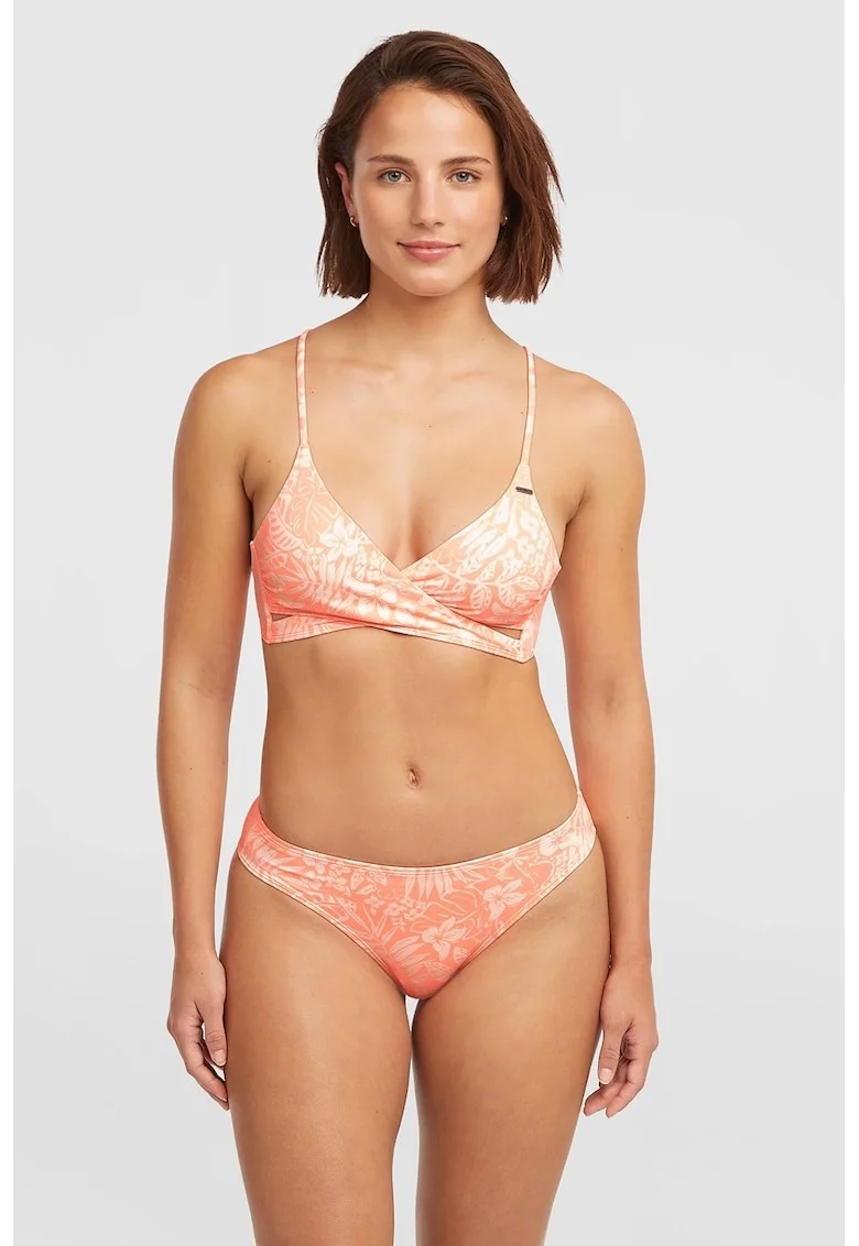 Costum de baie cu imprimeu floral, Alb/Piersica