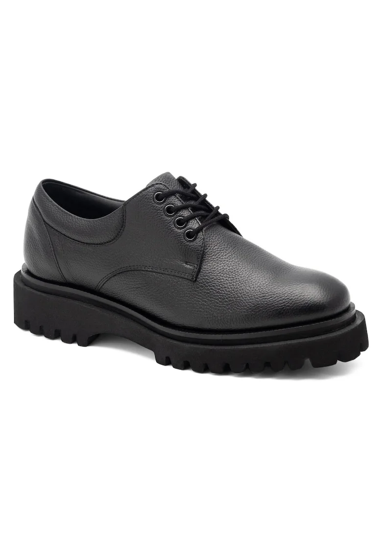 Pantofi dama,  piele naturala, negru, platforma integrata, stil casual,