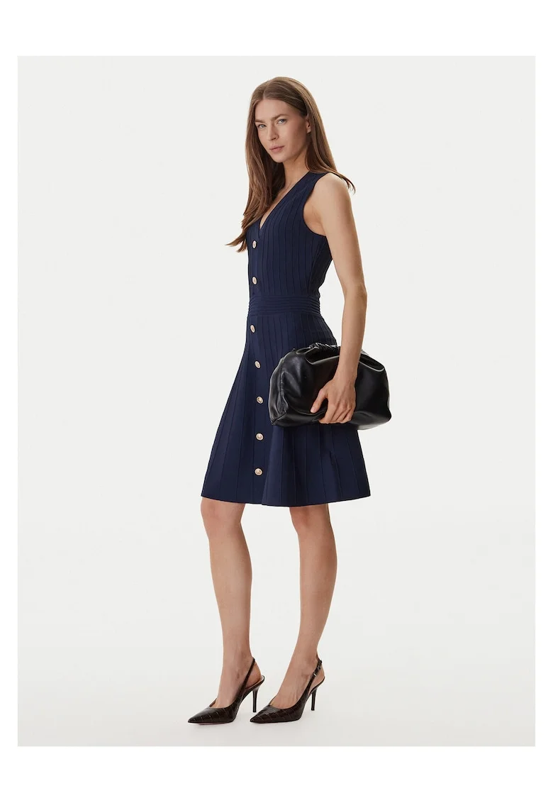Rochie tricotata,  bleumarin, 65% viscoza, 33% poliamida