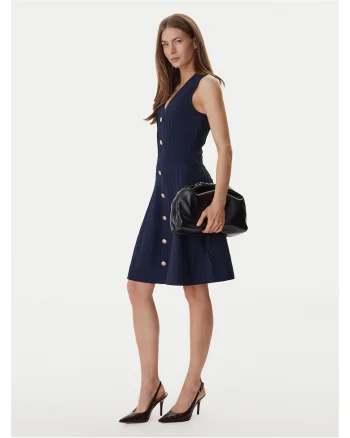 Rochie tricotata,  bleumarin, 65% viscoza, 33% poliamida