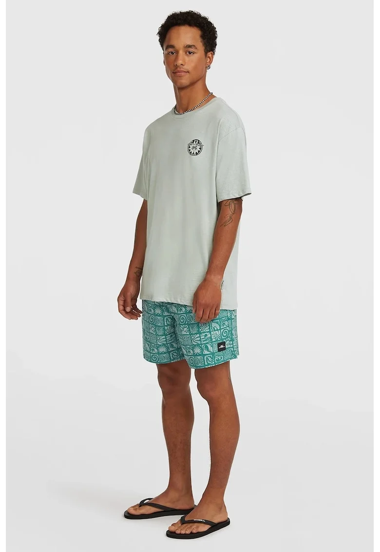 Pantaloni scurti de baaie cu model tropical, Verde persan