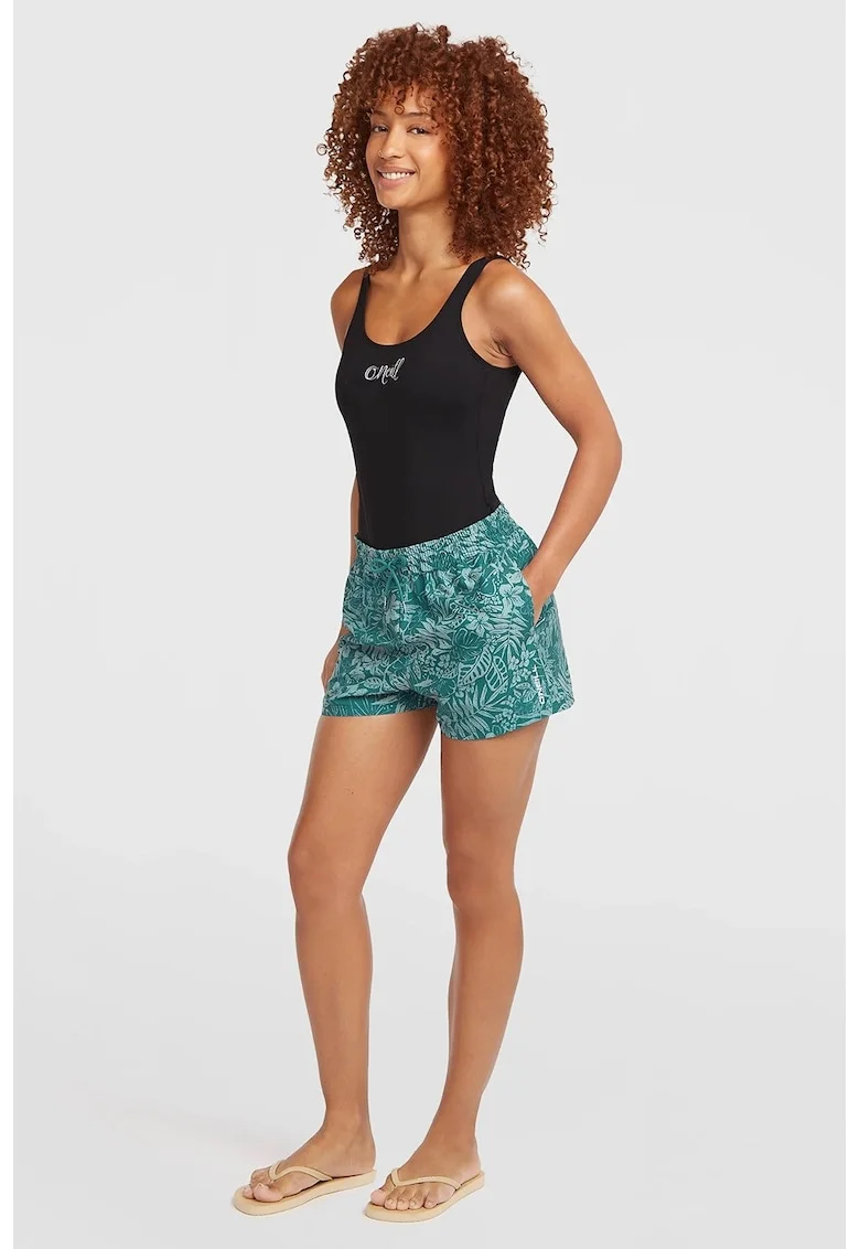 Pantaloni scurti cu imprimeu floral, Verde persan