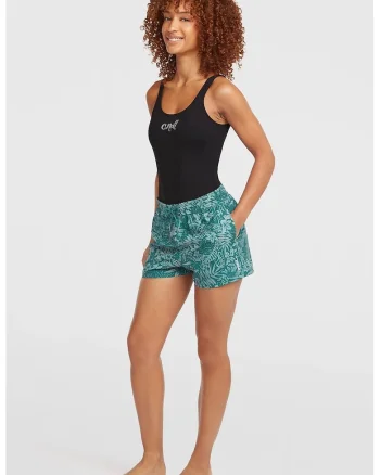 Pantaloni scurti cu imprimeu floral, Verde persan