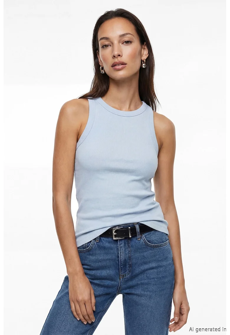Top extra slim fit, Albastru pastel