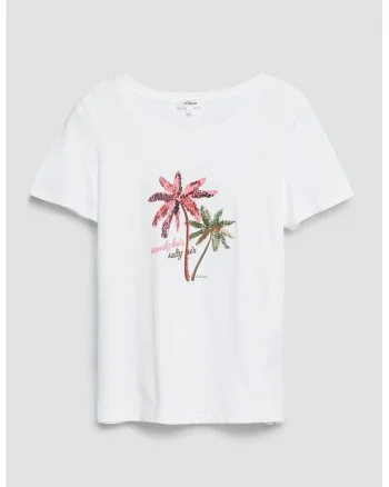 Tricou de bumbac cu margele