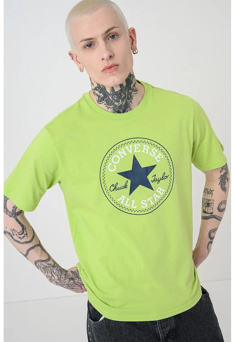 Tricou de bumbac cu imprimeu Chuck Taylor All Star, Verde lime/Bleumarin