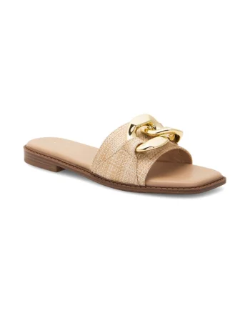 Papuci dama,  573111, Piele ecologica, Bej