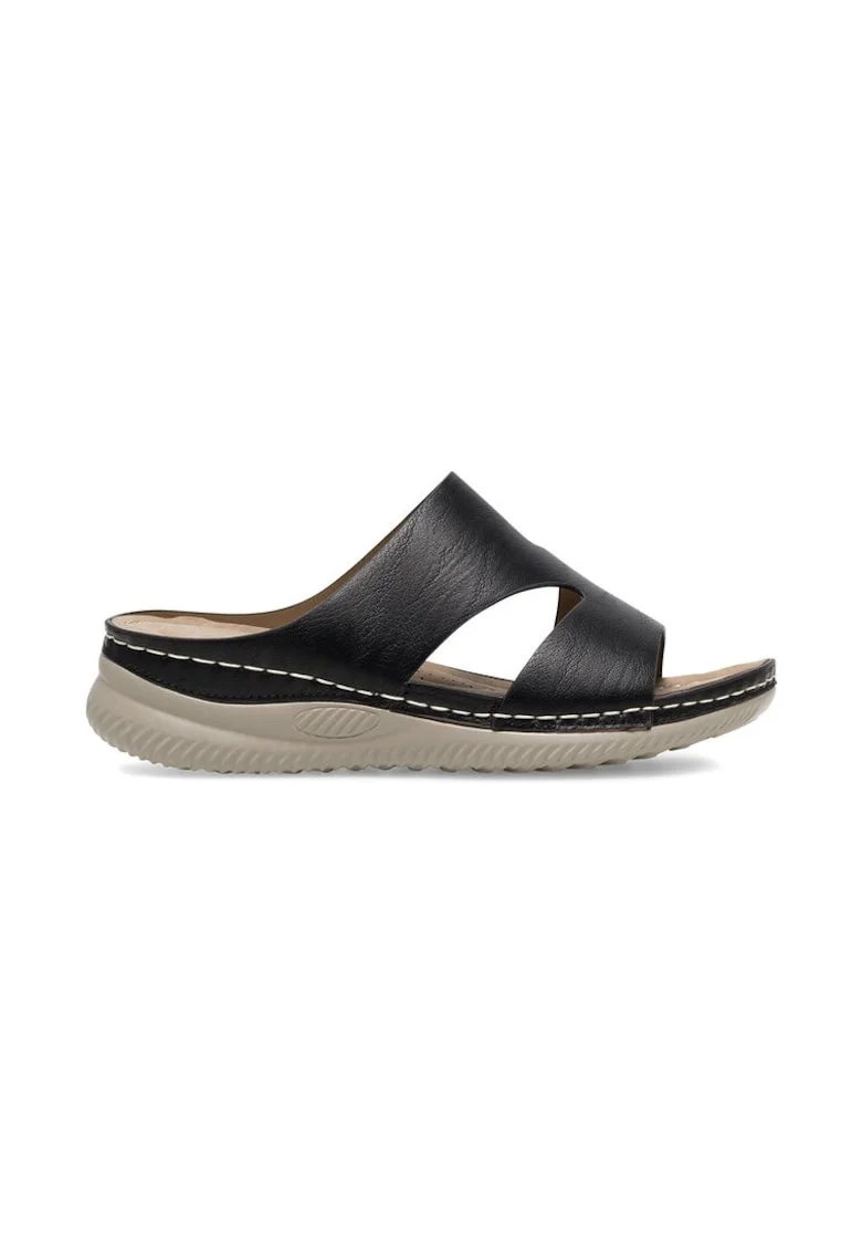 Slapi dama,  590559, Piele ecologica, Negru,