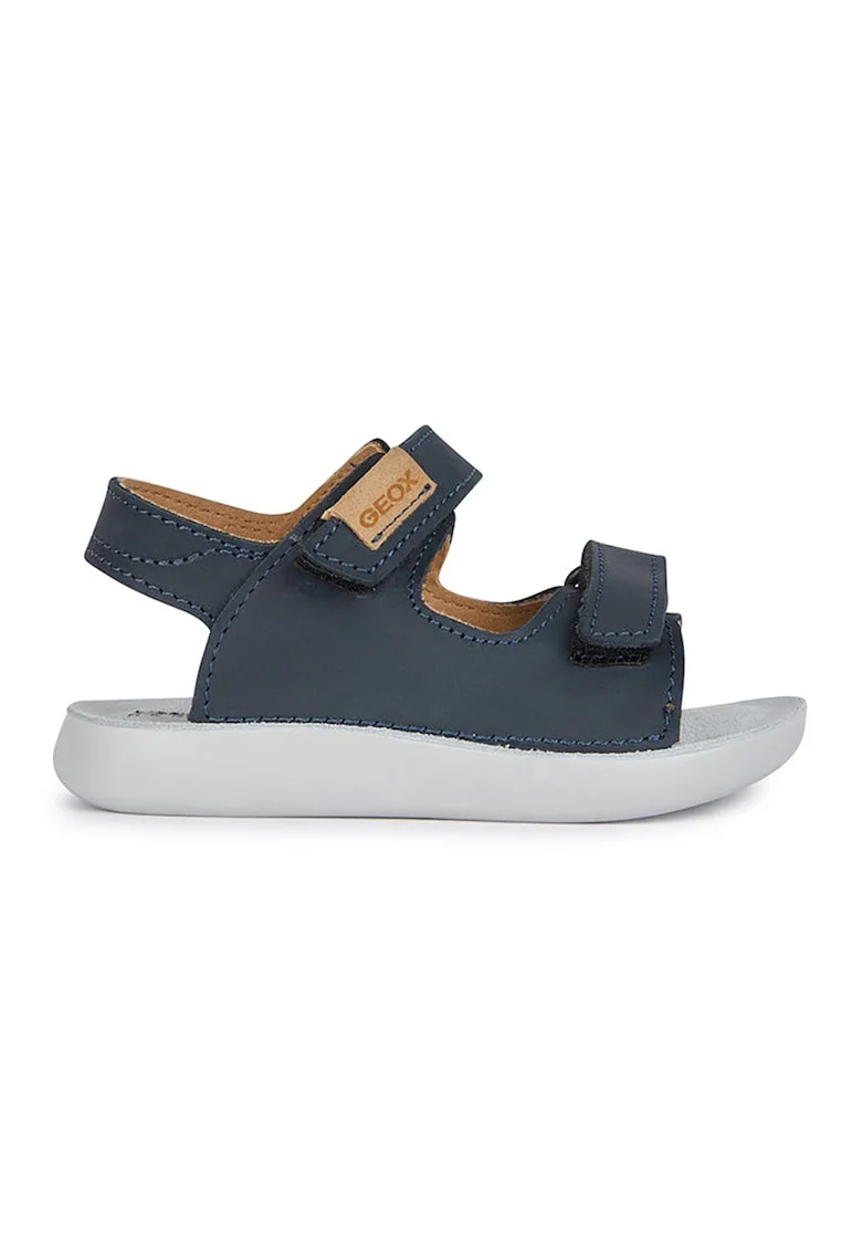 Sandale din piele nabuc cu inchidere velcro, Bleumarin