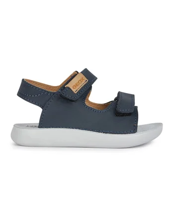 Sandale din piele nabuc cu inchidere velcro, Bleumarin