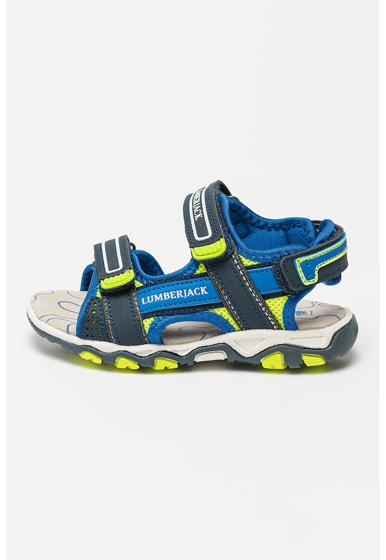 Sandale cu inchidere velcro Levi, Verde neon/Albastru royal