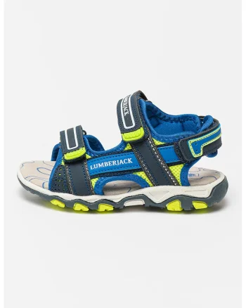 Sandale cu inchidere velcro Levi, Verde neon/Albastru royal