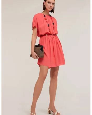 Rochie scurta cu maneci scurte, Coral