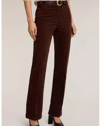 Pantaloni evazati din amestec de bumbac, Maro cognac