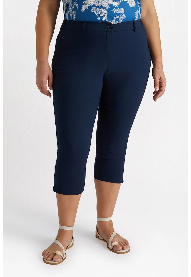 Pantaloni capri cu talie medie, Bleumarin
