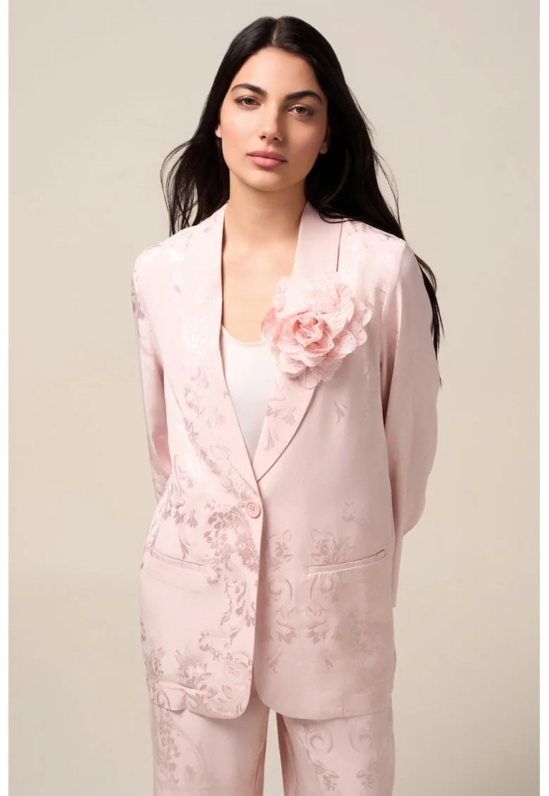 Sacou cu detaliu floral, Roz pal