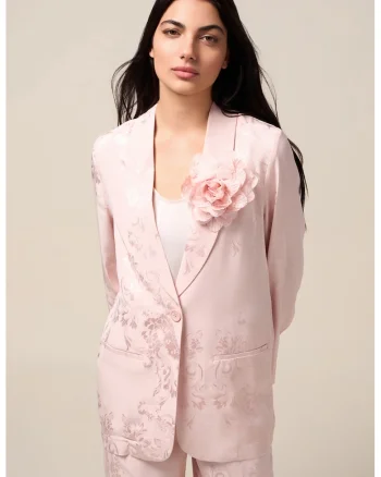 Sacou cu detaliu floral, Roz pal