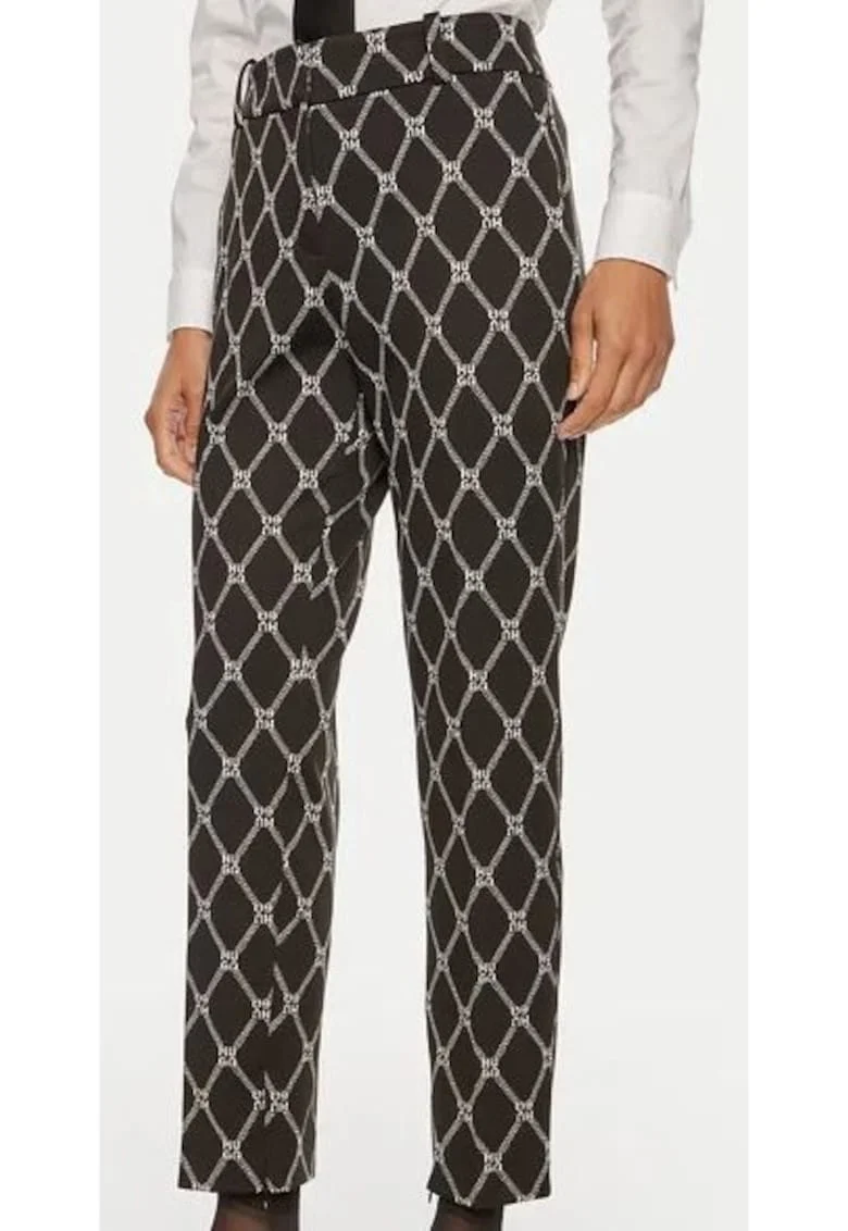 Pantaloni Regular Fit Cu Imprimeu Si Tallie Inalta