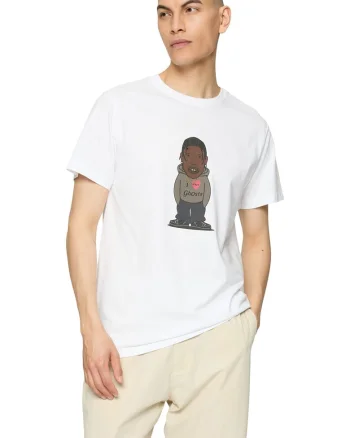 Tricou cu imprimeu grafic, Alb/Maro/Gri
