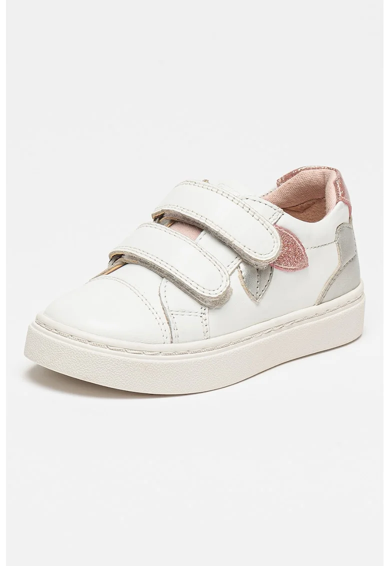 Pantofi sport cu barete velcro Nashika, Alb/Argintiu