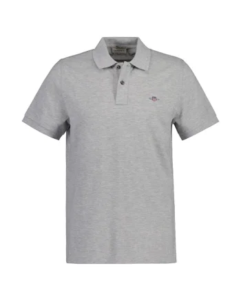 Tricou polo din bumbac pique Shield, Gri