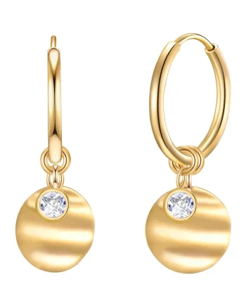 Cercei drop placati cu aur de 14K 19545, Auriu