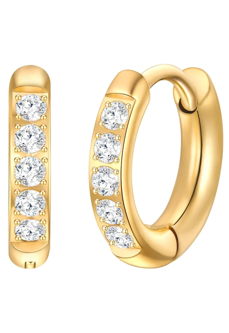 Cercei placati cu aur de 14K si cu zirconia, Auriu