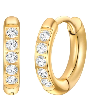 Cercei placati cu aur de 14K si cu zirconia, Auriu
