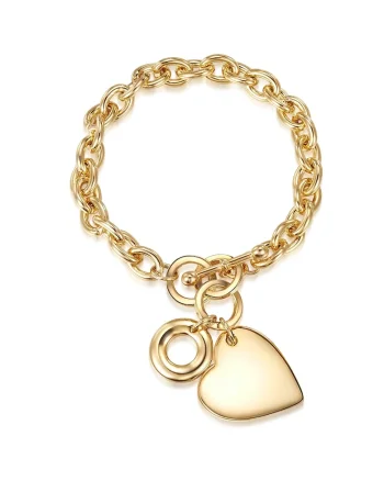 Bratara in forma de inima placata cu aur de 14K, Auriu