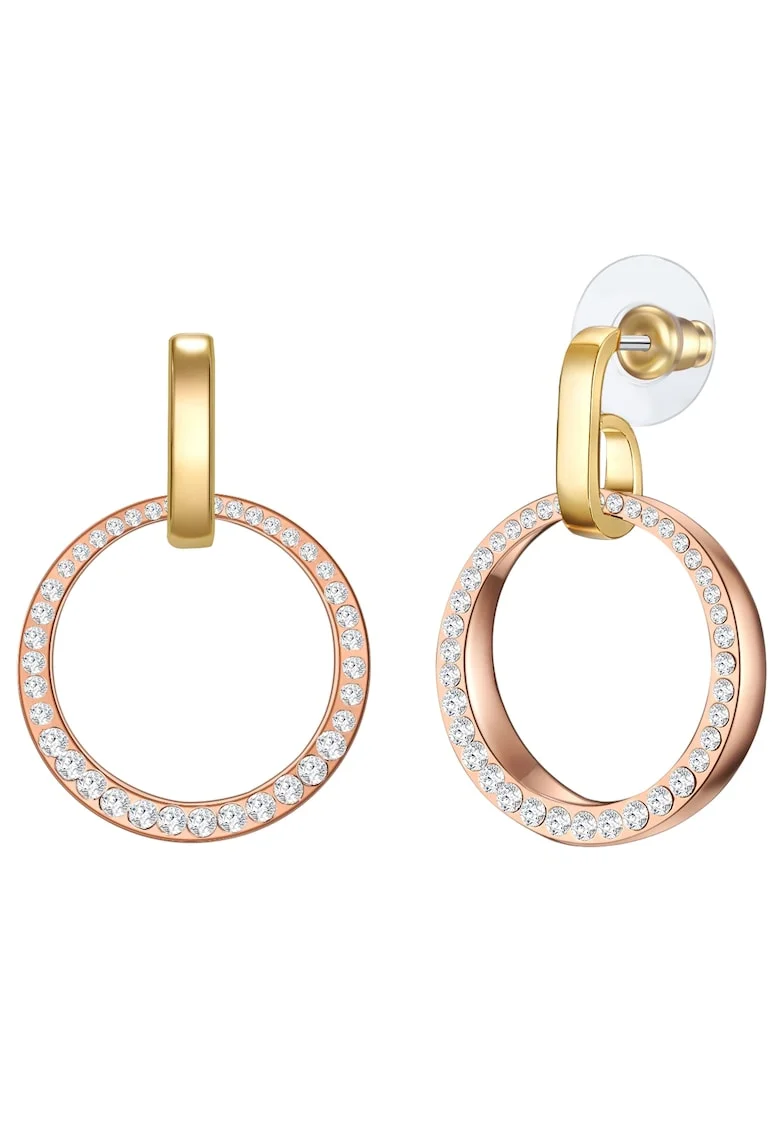 Cercei placati cu aur de 14K si decorati cu cristale, Auriu rose
