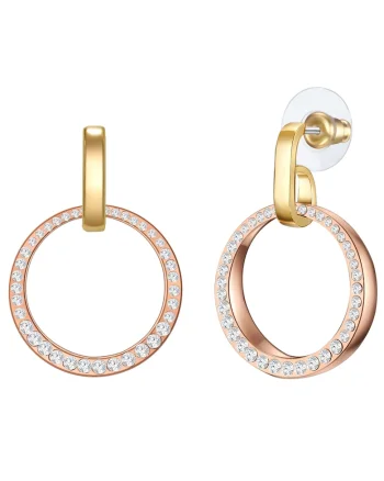 Cercei placati cu aur de 14K si decorati cu cristale, Auriu rose