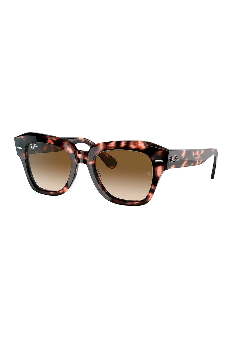 Ochelari de soare patrati unisex State Street, Maro inchis/Roz somon