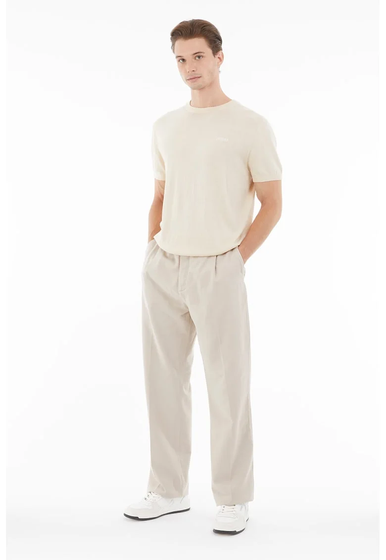 Tricou din tricot cu logo, Bej
