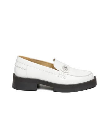 Pantofi loafer cu toc masiv Meggie, Alb optic