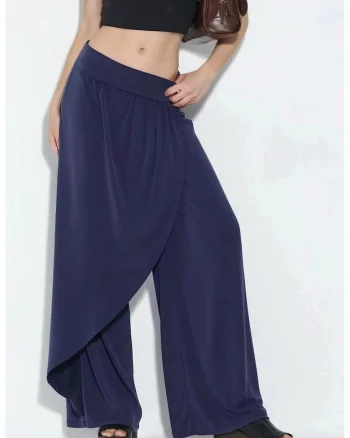 Pantaloni dama,  Salwar, bleumarin, 80% modal, 20% poliester