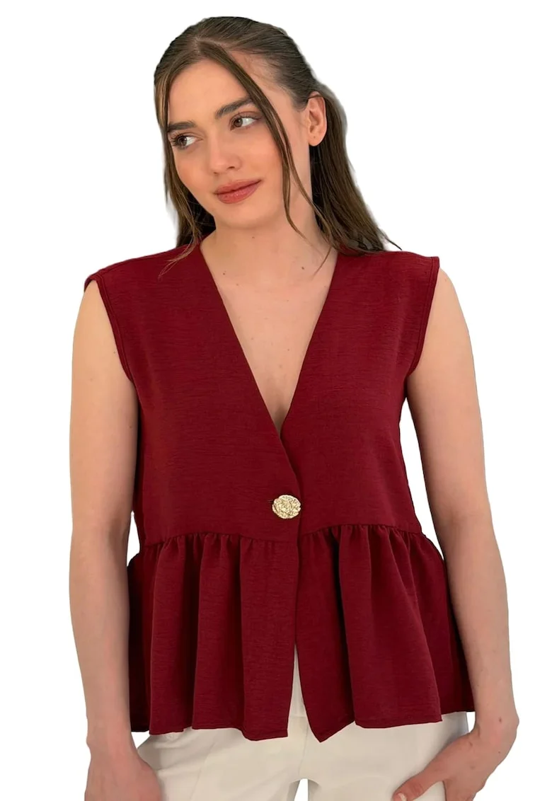 Top dama,  Bordeaux, Decolteu in V