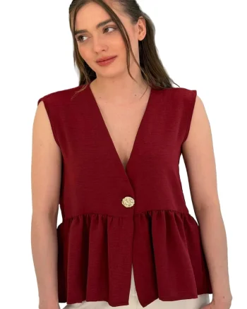 Top dama,  Bordeaux, Decolteu in V