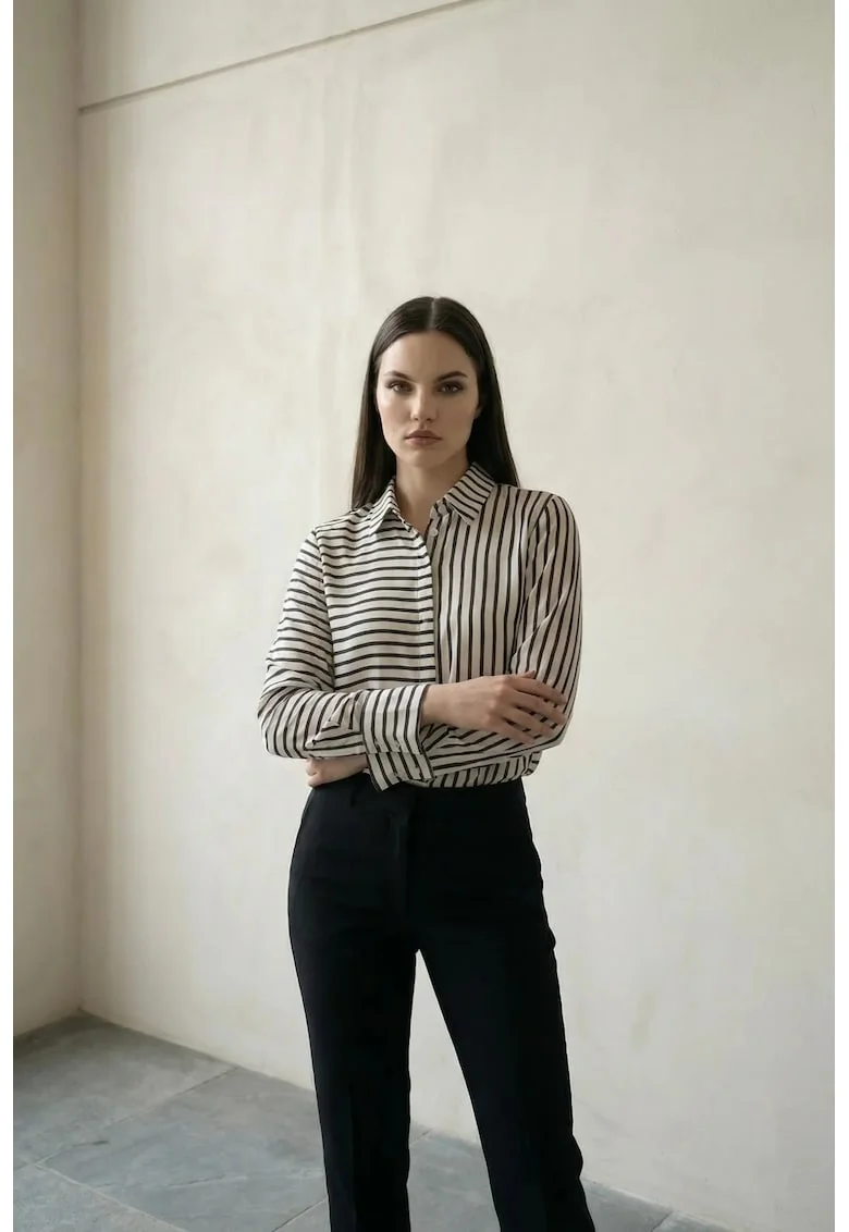 Camasi dama,  camasa cu nasturi, alb, poliester, maneca lunga