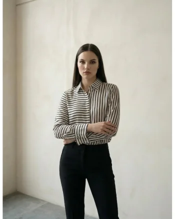 Camasi dama,  camasa cu nasturi, alb, poliester, maneca lunga