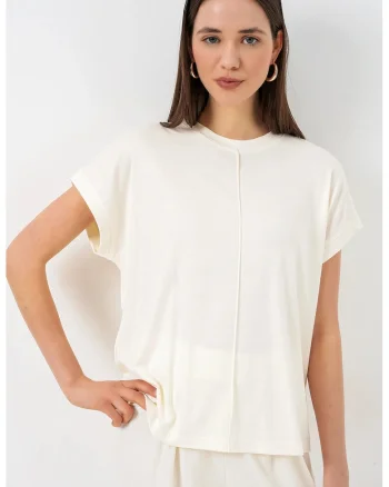 Tricou dama,  Poliester, Alb, Guler rotund