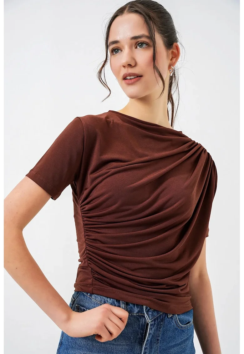Top dama,  Maro, Poliester/Elastan, Guler rotund