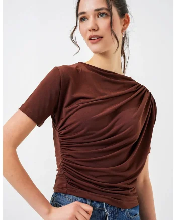 Top dama,  Maro, Poliester/Elastan, Guler rotund